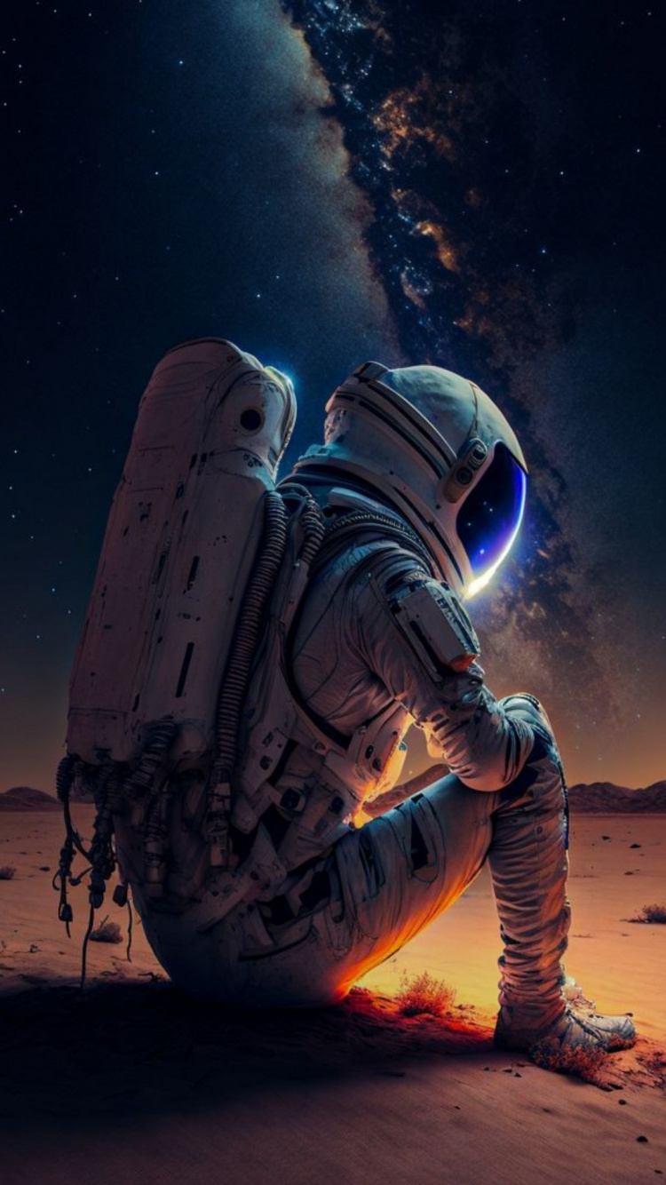 Astronautensitzen, Astronaut, Weltraum, Raumstation, Weltraums. Wallpaper in 750x1334 Resolution