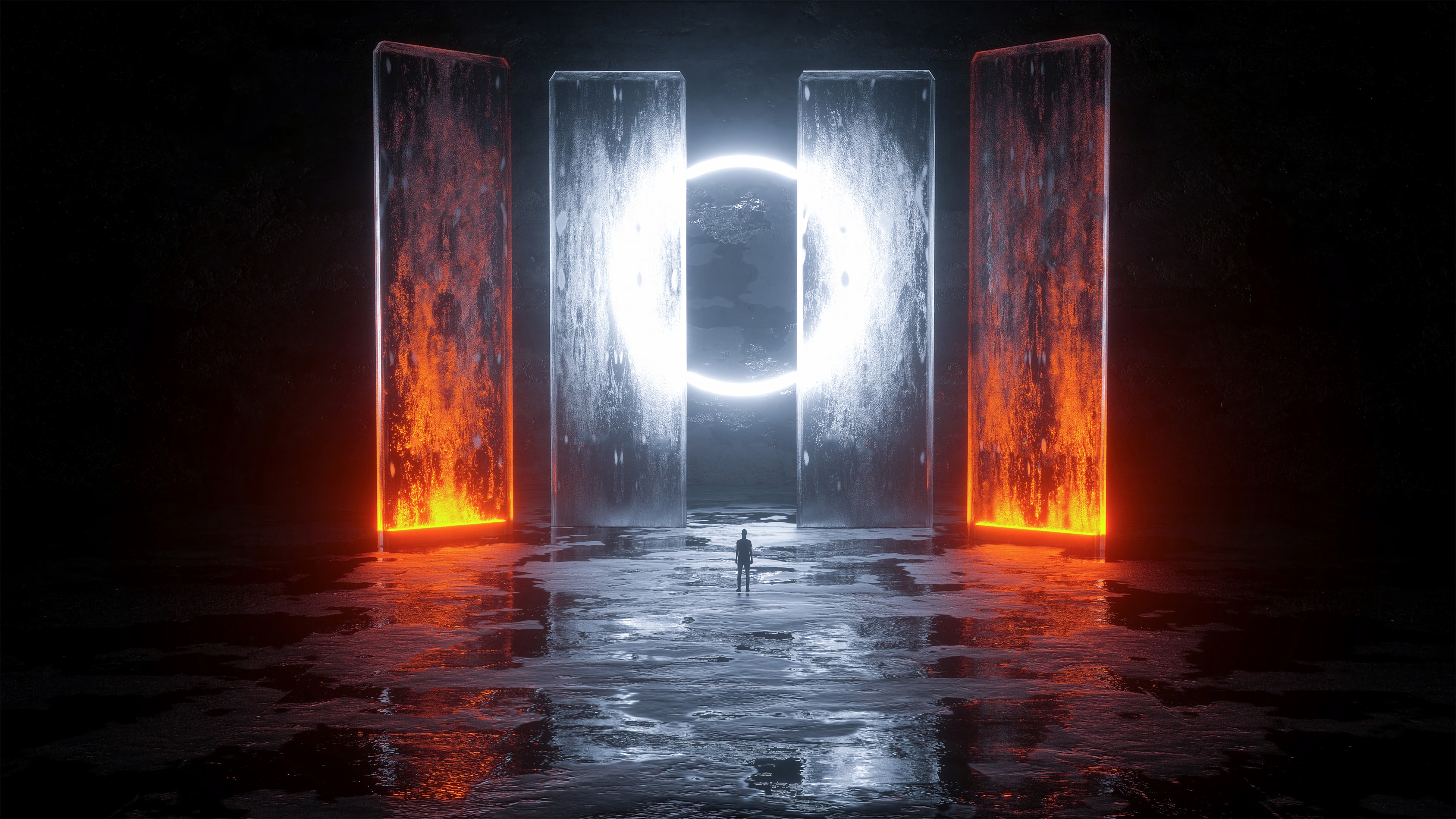 Person im Wasser Zwischen Braunen Holzwänden. Wallpaper in 3840x2160 Resolution