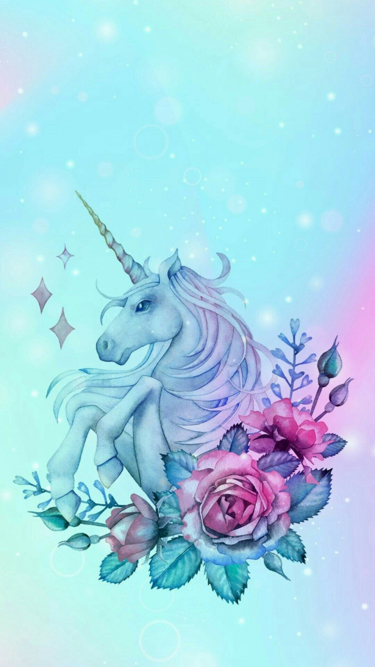 Ilustración de Unicornio Blanco y Morado. Wallpaper in 750x1334 Resolution