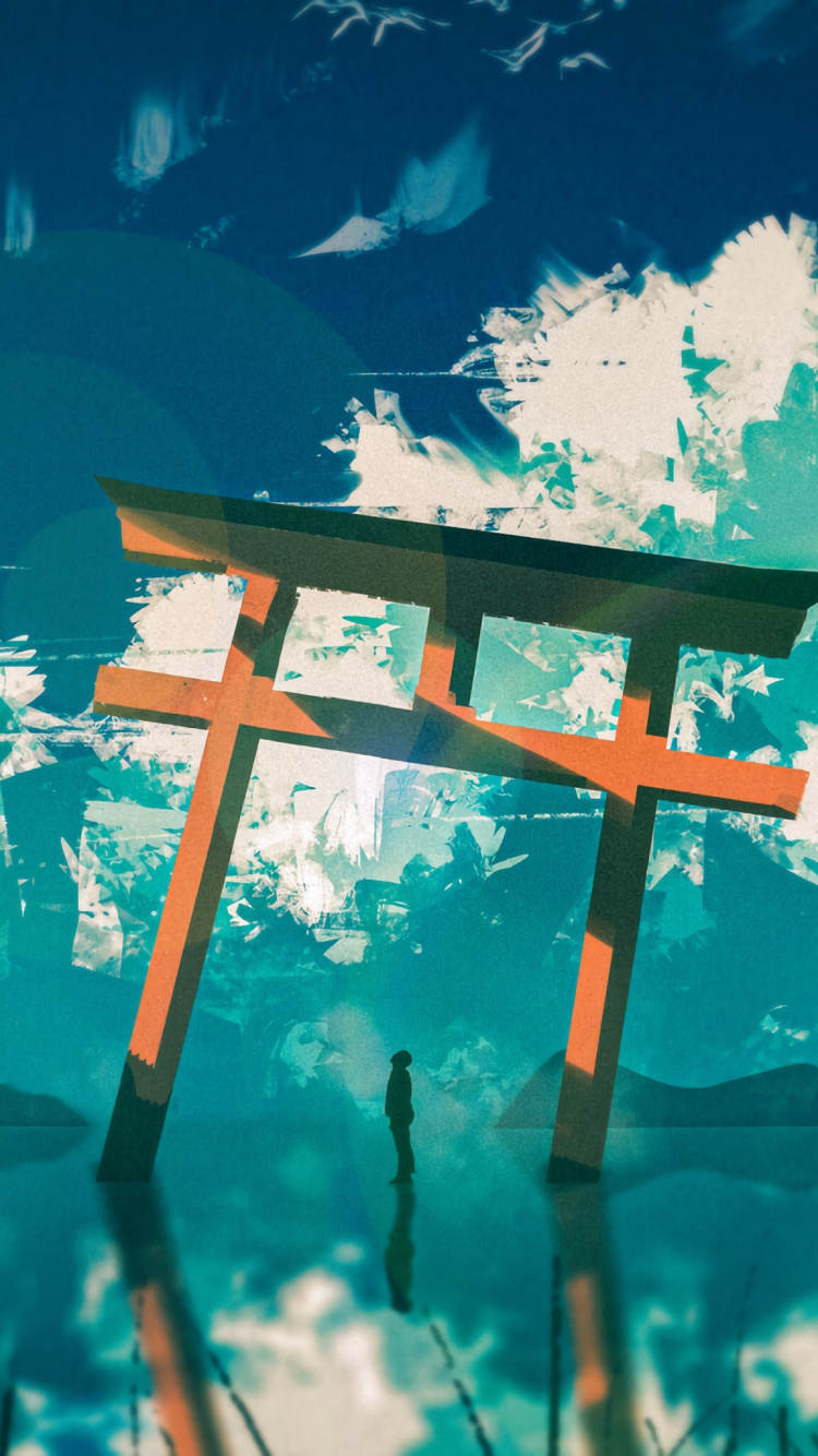 Cruz de Madera Marrón Con Hojas Verdes. Wallpaper in 750x1334 Resolution