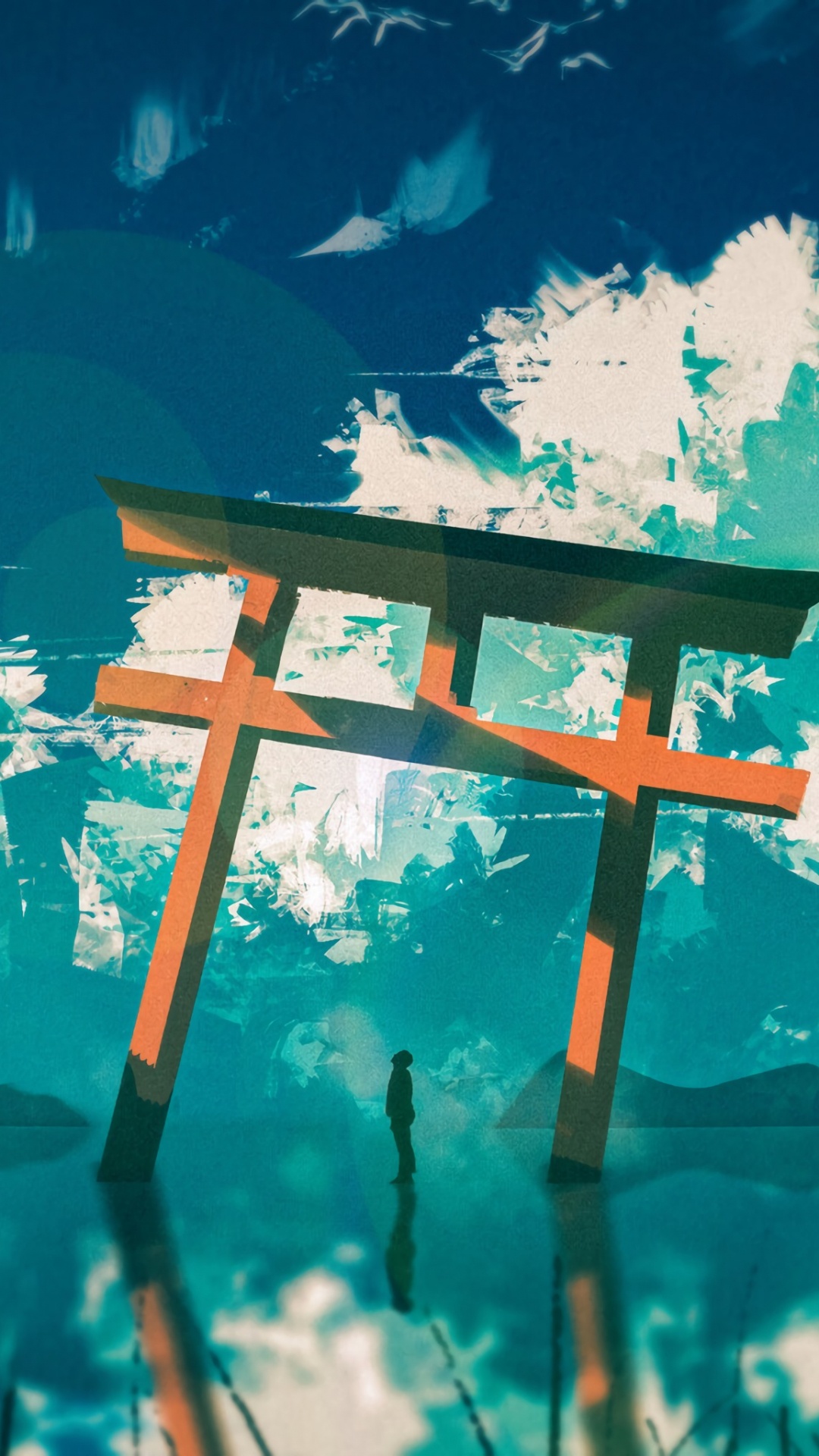 牌坊, 绿色的, 艺术, 性质, 剪影 壁纸 1080x1920 允许