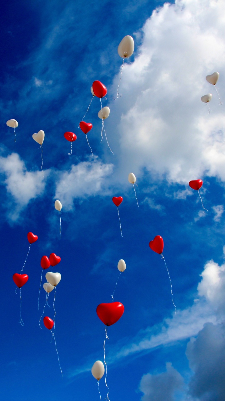 Balloon, Heart, Blue, Cloud, Daytime. Wallpaper in 720x1280 Resolution