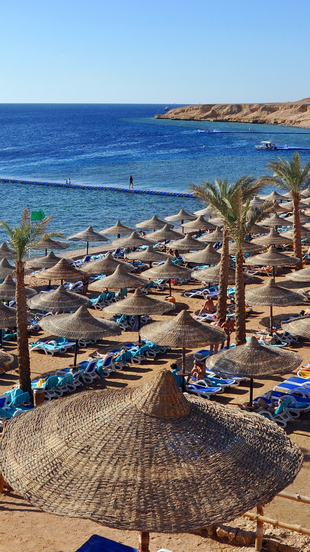 Brown and White Lounge Chairs on Beach During Daytime. Wallpaper in 1080x1920 Resolution