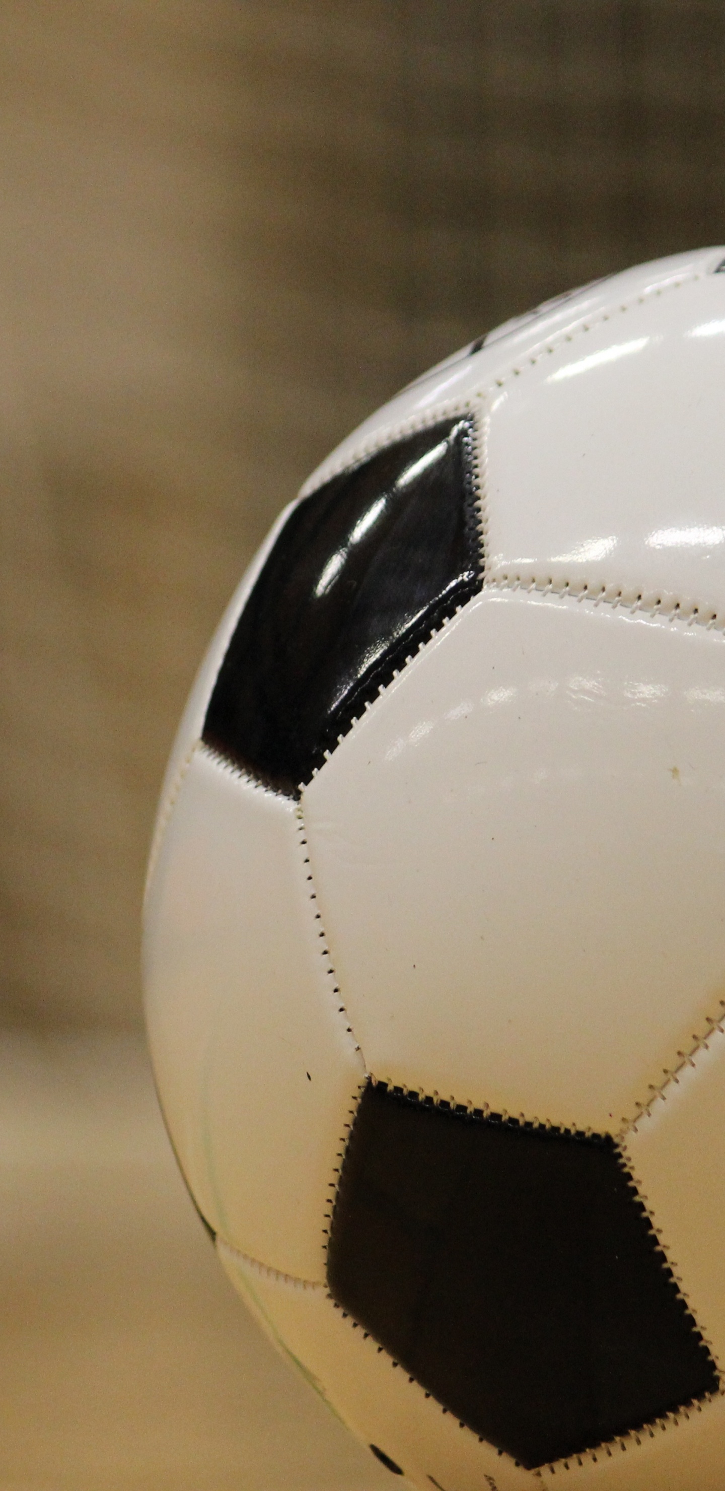 White and Black Soccer Ball on Brown Wooden Floor. Wallpaper in 1440x2960 Resolution