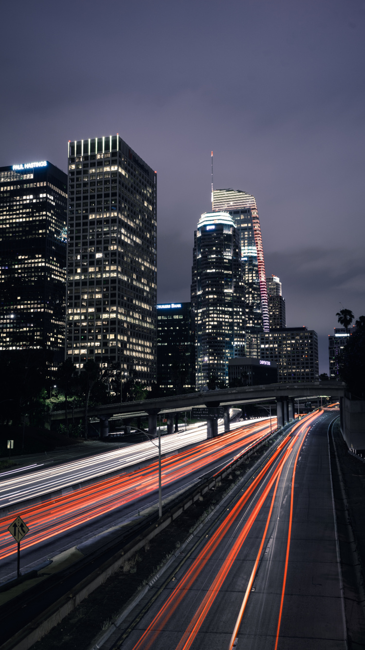 Time Lapse Photography of City During Night Time. Wallpaper in 750x1334 Resolution