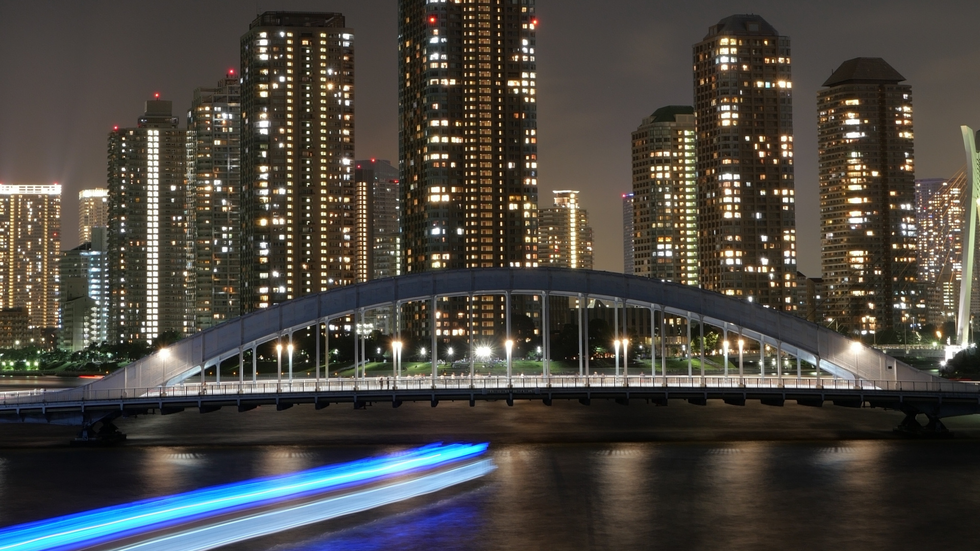 Skyline Der Stadt Bei Nacht Night. Wallpaper in 1920x1080 Resolution