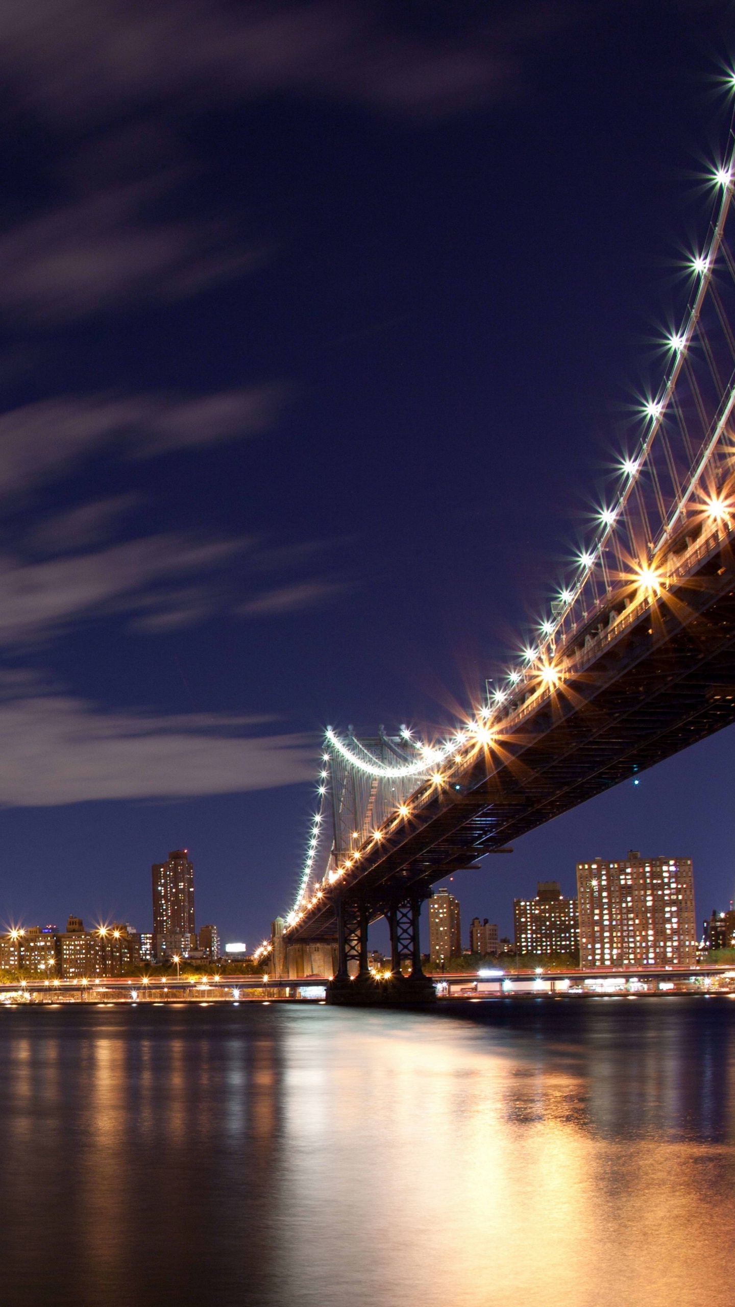 布鲁克林大桥, 城市景观, 城市, 天际线, 里程碑 壁纸 1440x2560 允许