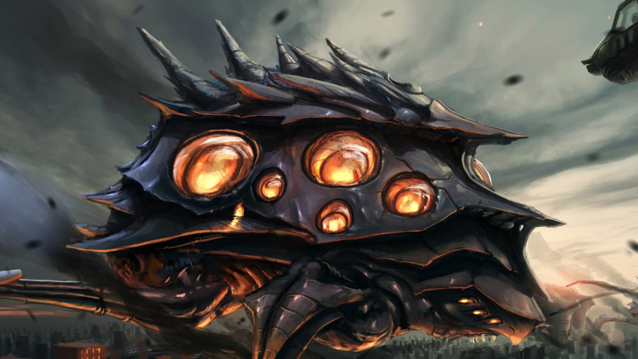 Tête de Dragon Marron et Noir. Wallpaper in 1280x720 Resolution