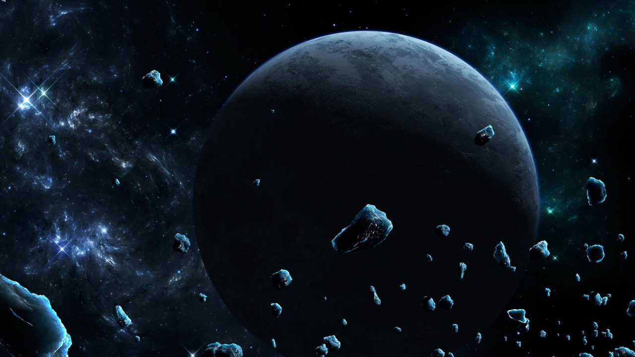 Lune Noire Avec Des Gouttelettes D'eau. Wallpaper in 1280x720 Resolution