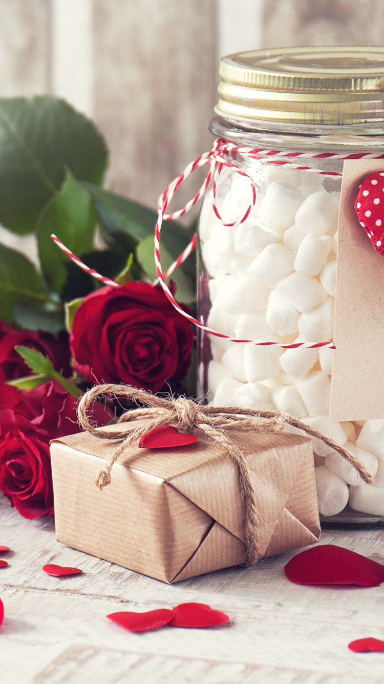 Fleuriste, Mason Jar, Pétale, Roses, le Jour de Valentines. Wallpaper in 750x1334 Resolution