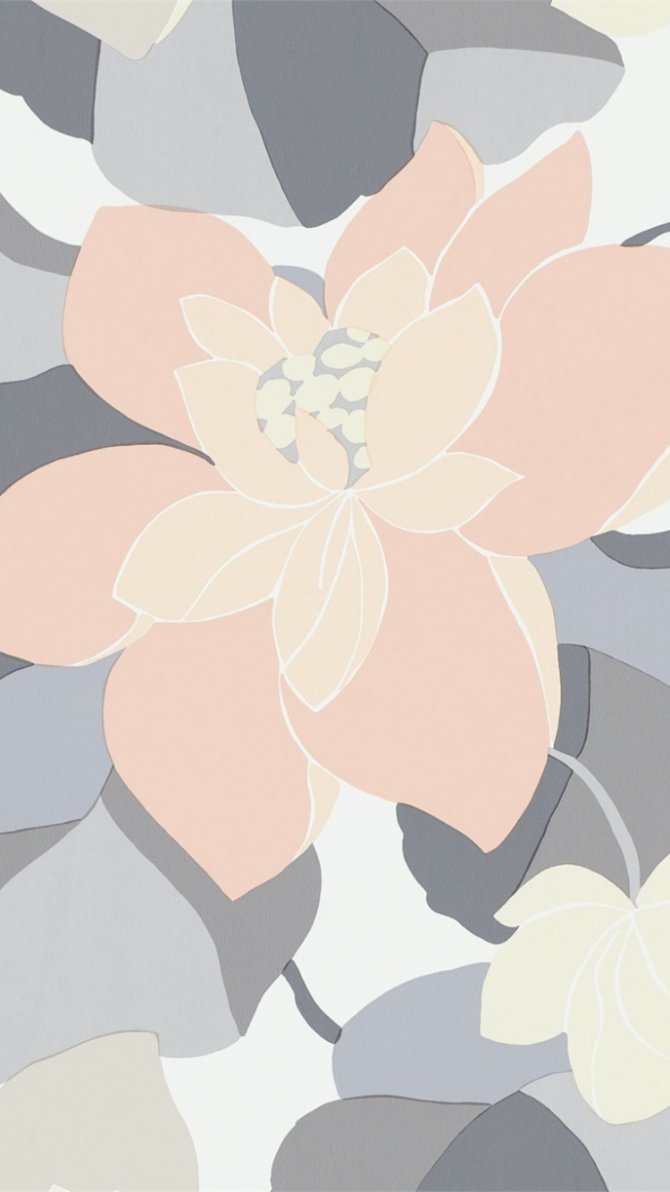 Weiße Und Braune Blumenillustration. Wallpaper in 750x1334 Resolution