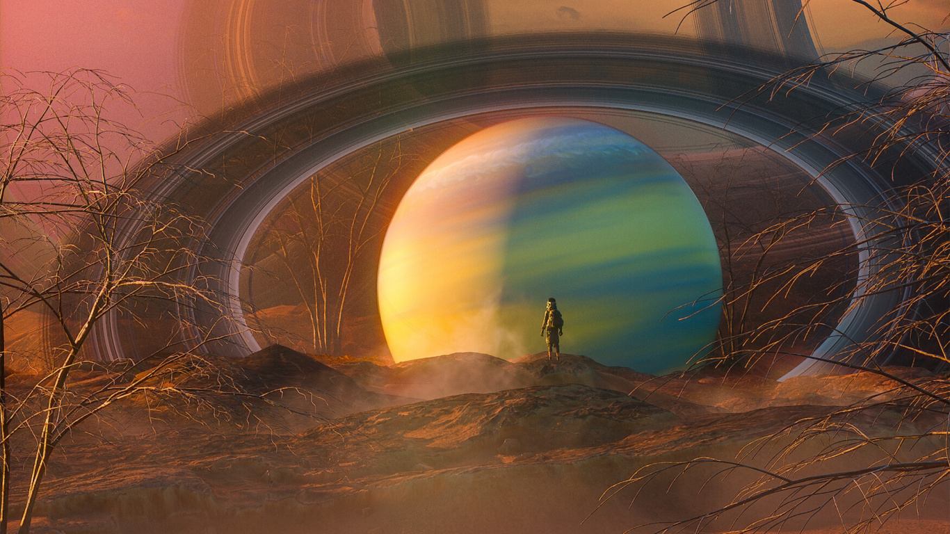 Homme Debout Sur un Champ Brun Pendant la Journée. Wallpaper in 1366x768 Resolution