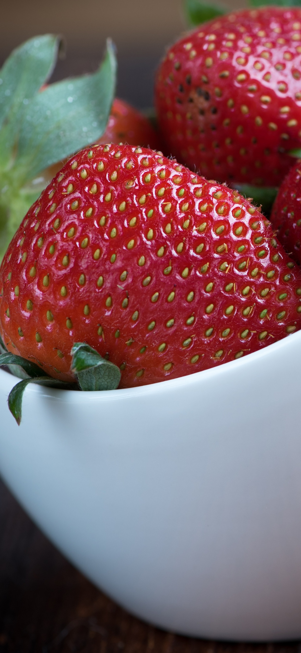 Red Strawberries in White Ceramic Bowl. Wallpaper in 1242x2688 Resolution
