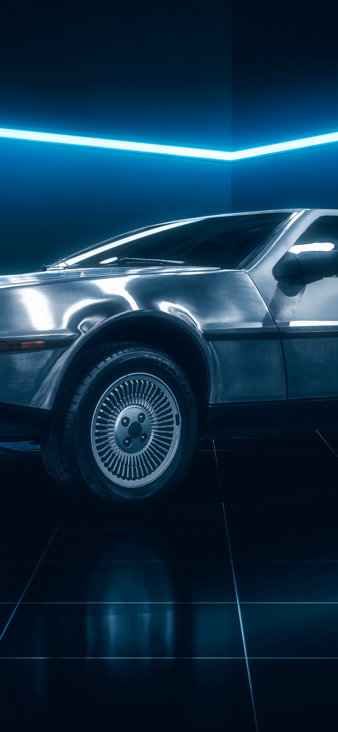 Schwarze Limousine Auf Schwarzem Bürgersteig. Wallpaper in 1125x2436 Resolution