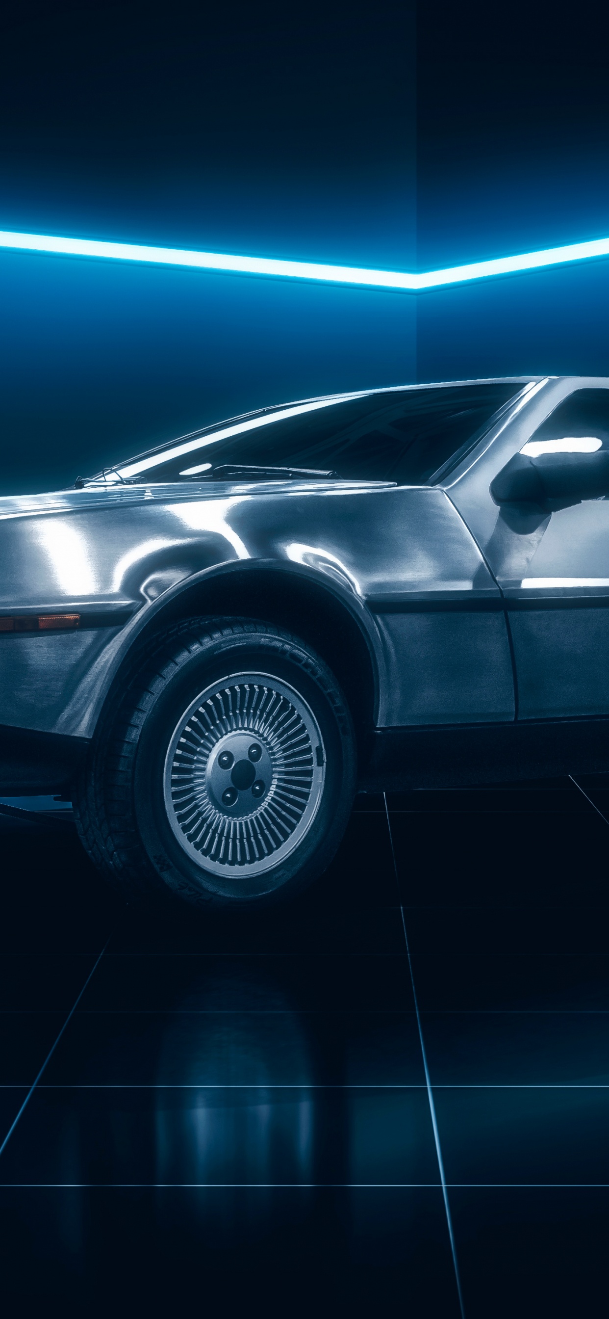 Schwarze Limousine Auf Schwarzem Bürgersteig. Wallpaper in 1242x2688 Resolution