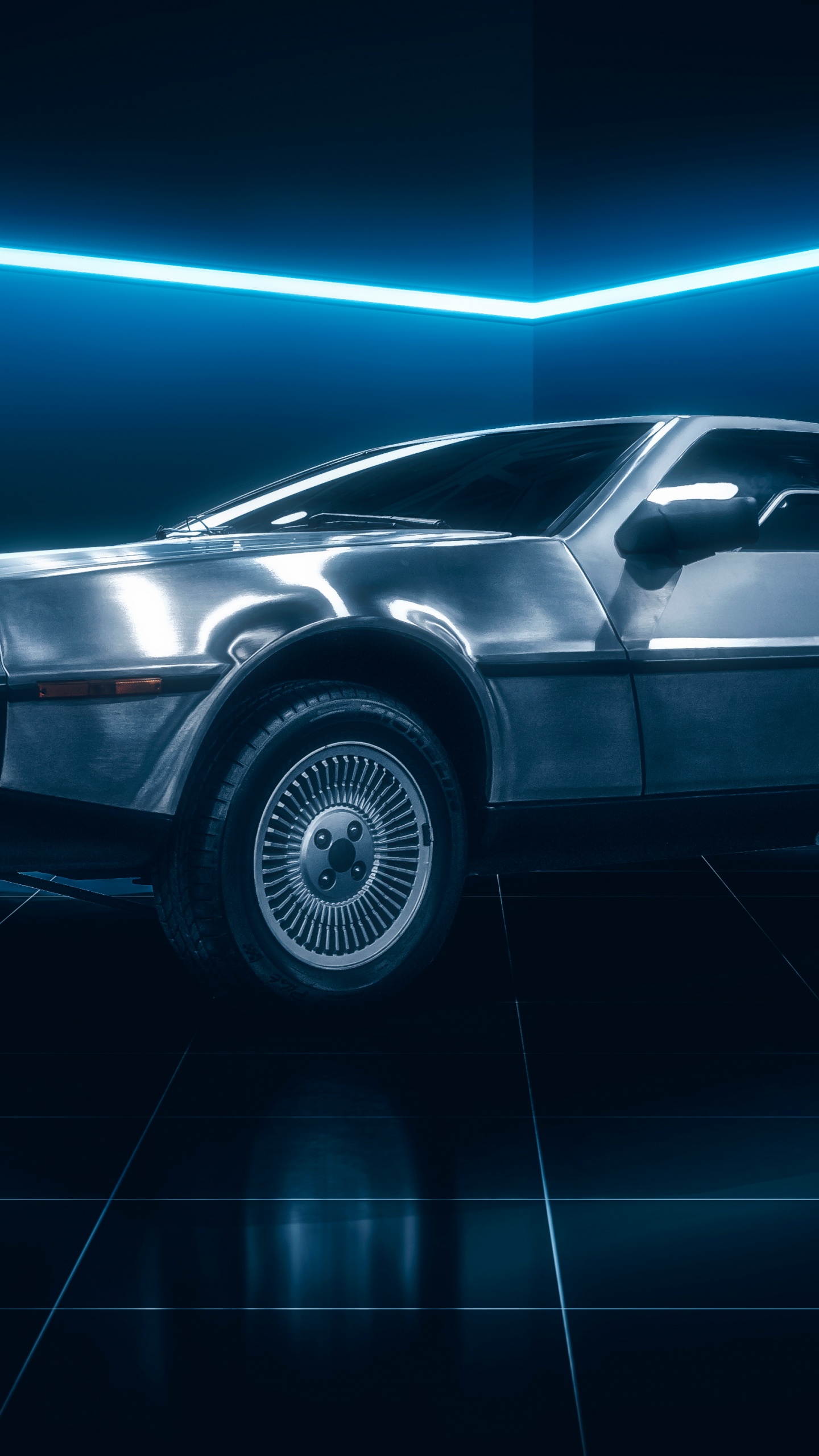 Schwarze Limousine Auf Schwarzem Bürgersteig. Wallpaper in 1440x2560 Resolution