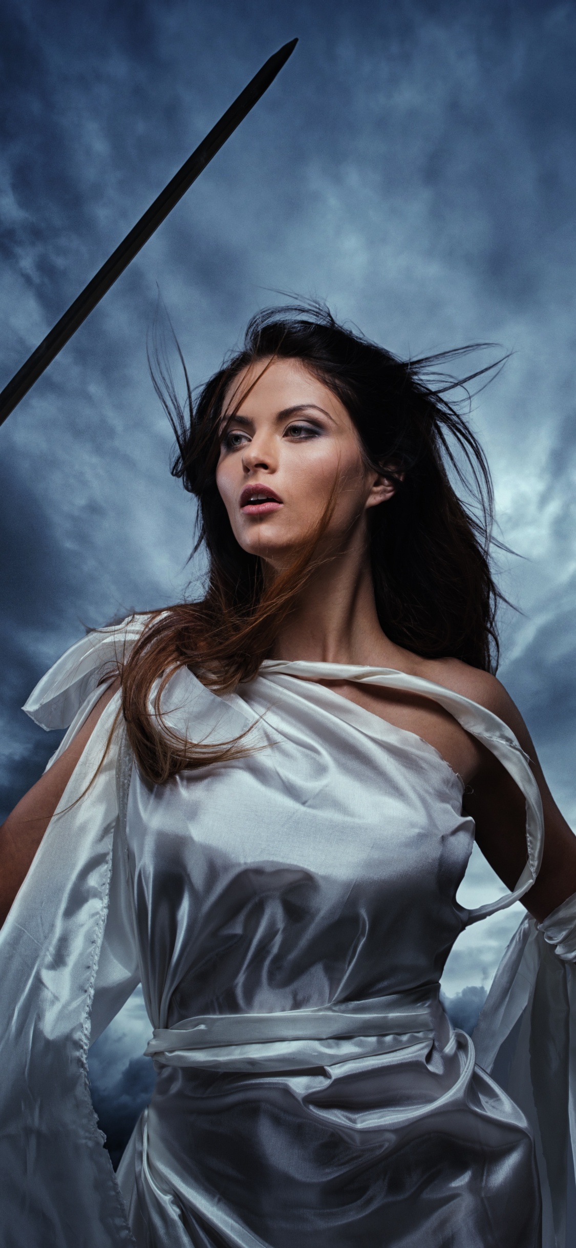 Lady Justice, Beauty, Digital Compositing, Darkness, Sword. Wallpaper in 1125x2436 Resolution