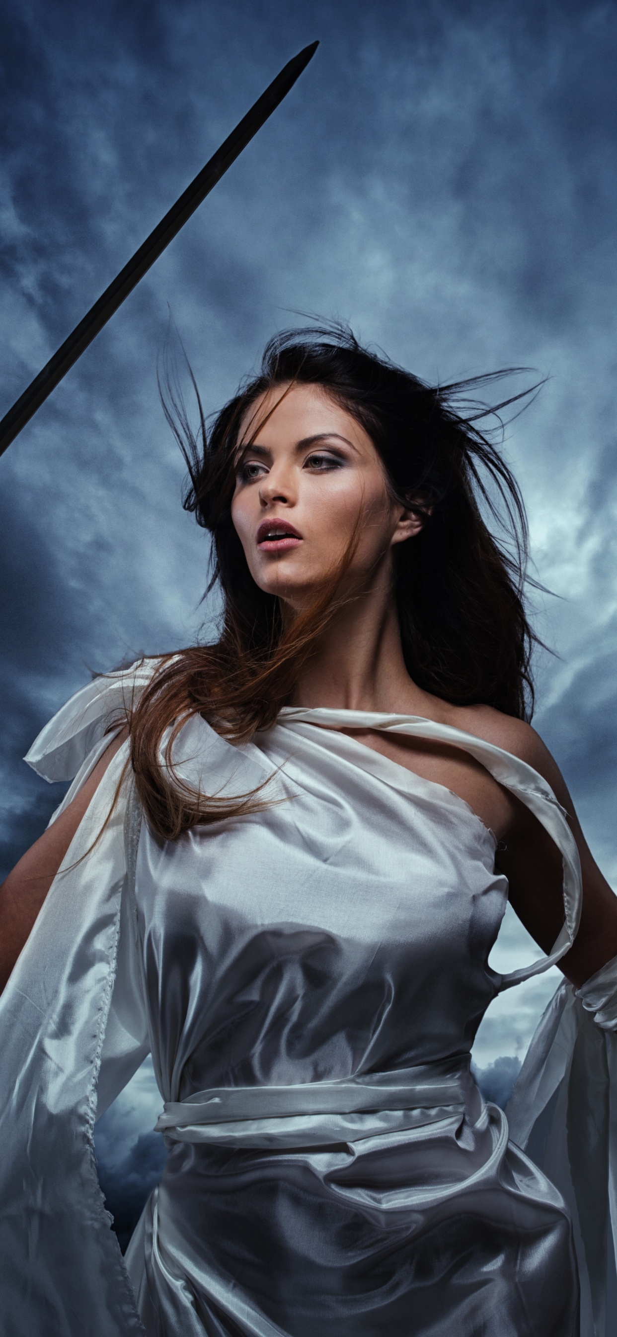 Lady Justice, Beauty, Digital Compositing, Darkness, Sword. Wallpaper in 1242x2688 Resolution