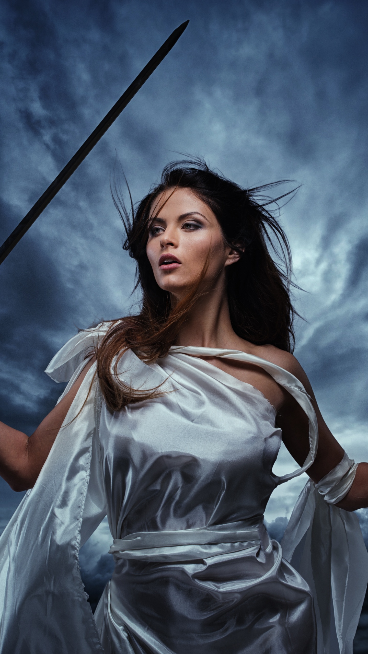 Lady Justice, Beauty, Digital Compositing, Darkness, Sword. Wallpaper in 1440x2560 Resolution