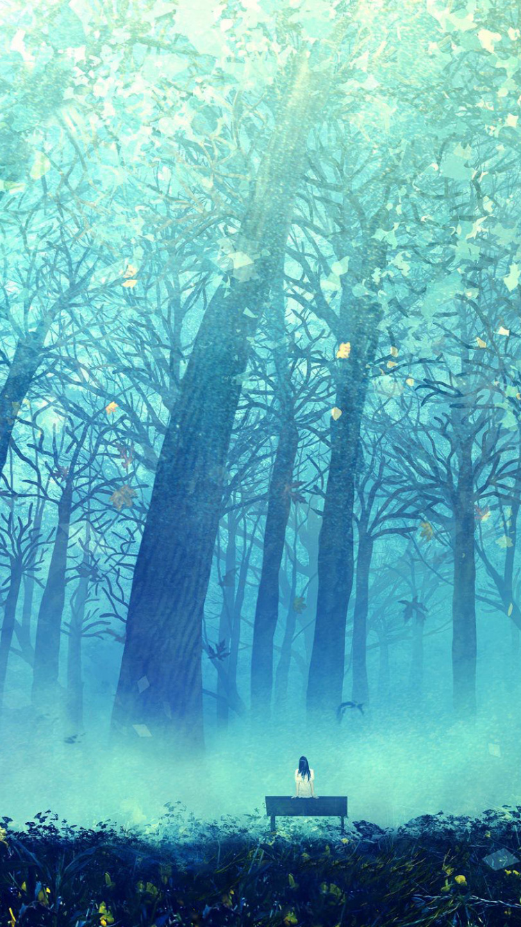 Anime, Naturaleza, Verde, Paisaje Natural, Azul. Wallpaper in 750x1334 Resolution