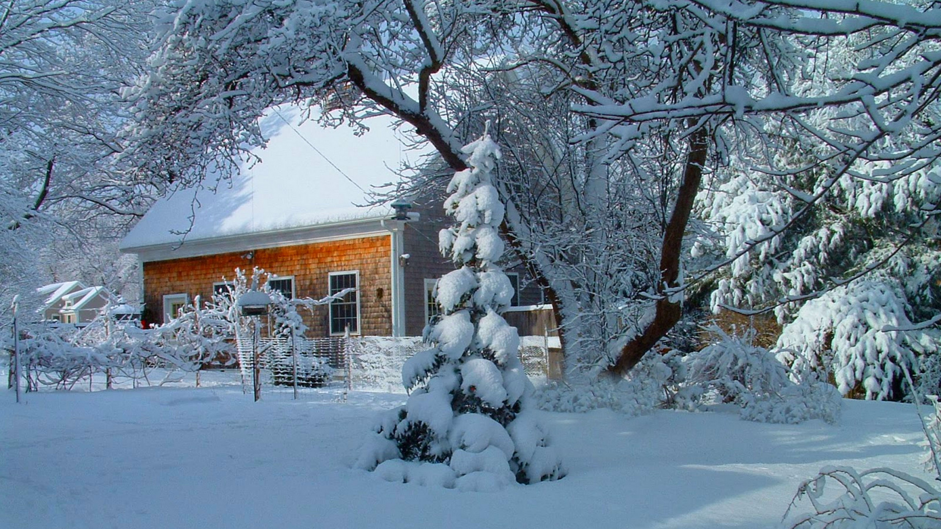 Brown Wooden House Covered With Snow During Daytime. Wallpaper in 1920x1080 Resolution