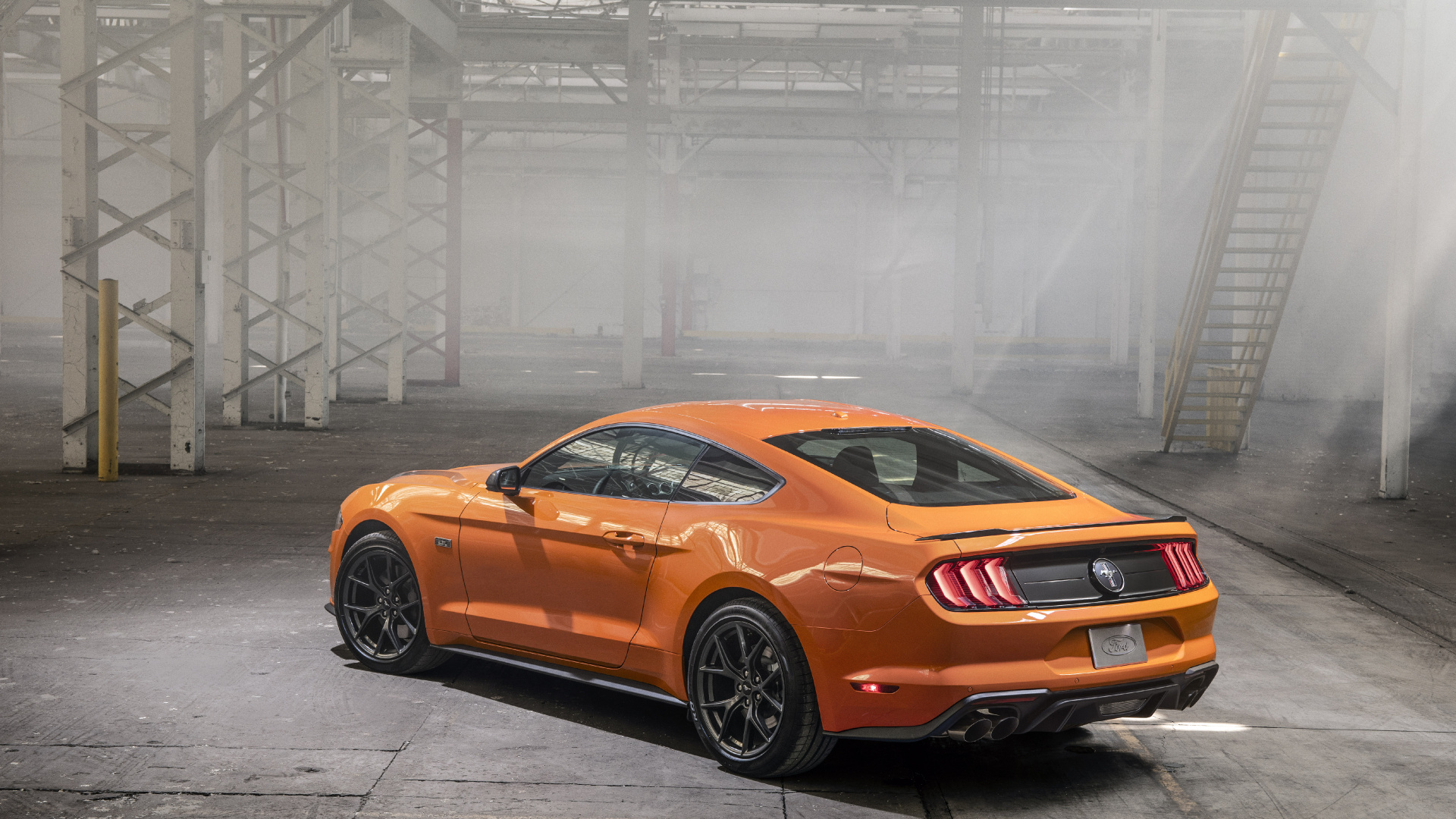 Orange Porsche 911 Parked in Garage. Wallpaper in 1920x1080 Resolution