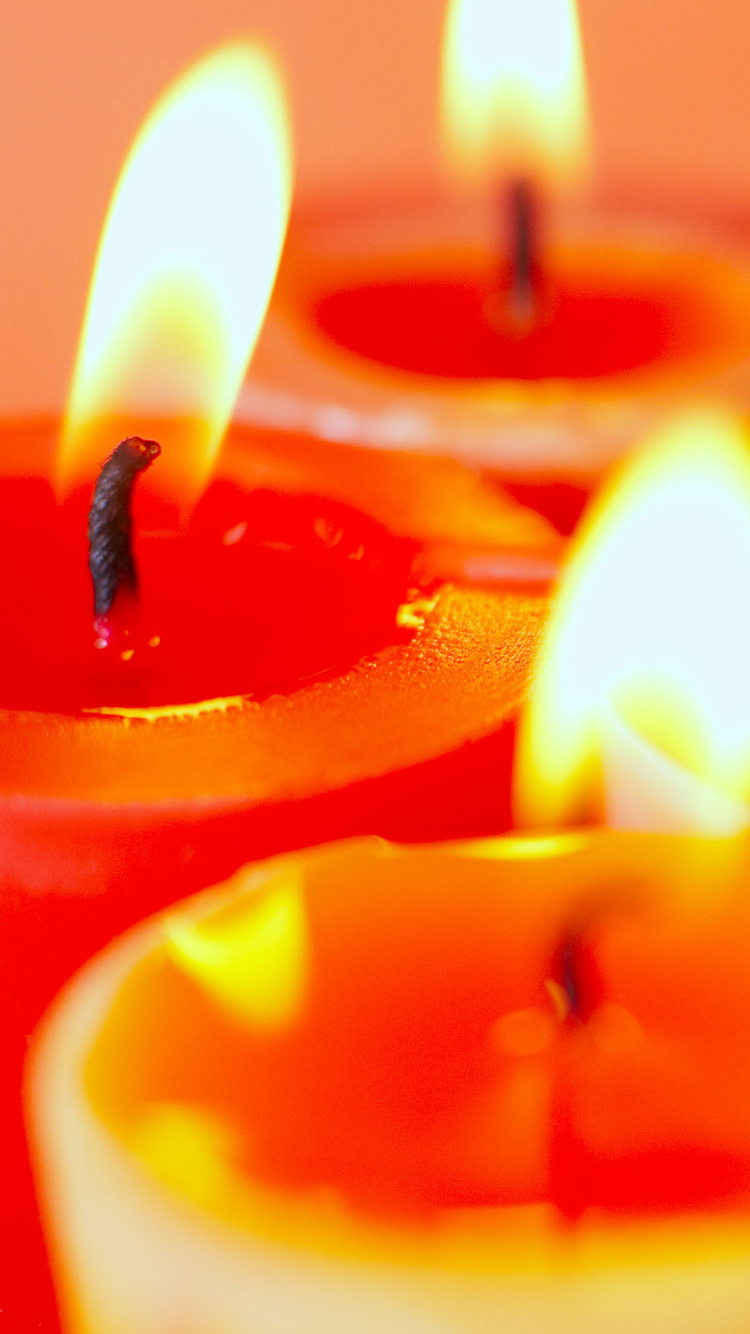Bougie, Flamme, Éclairage, Orange, Jaune. Wallpaper in 750x1334 Resolution