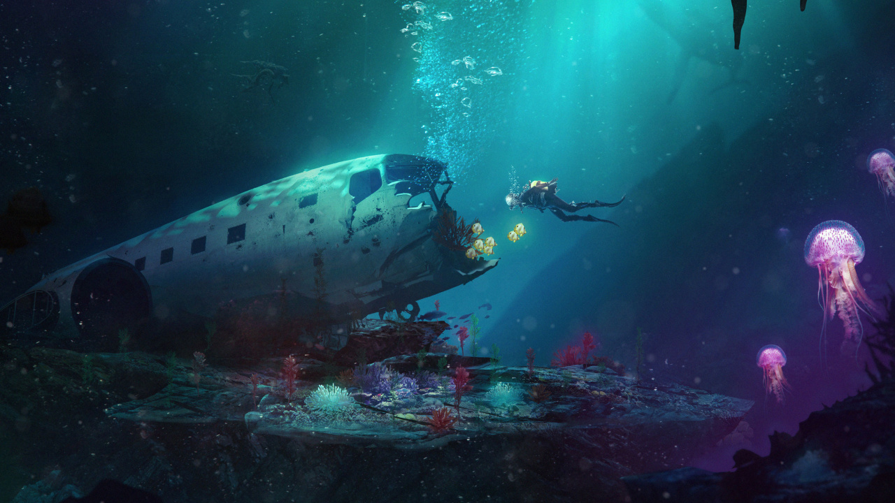 Underwater, Underwater Environment, Water, Art, Scuba Diving. Wallpaper in 1280x720 Resolution