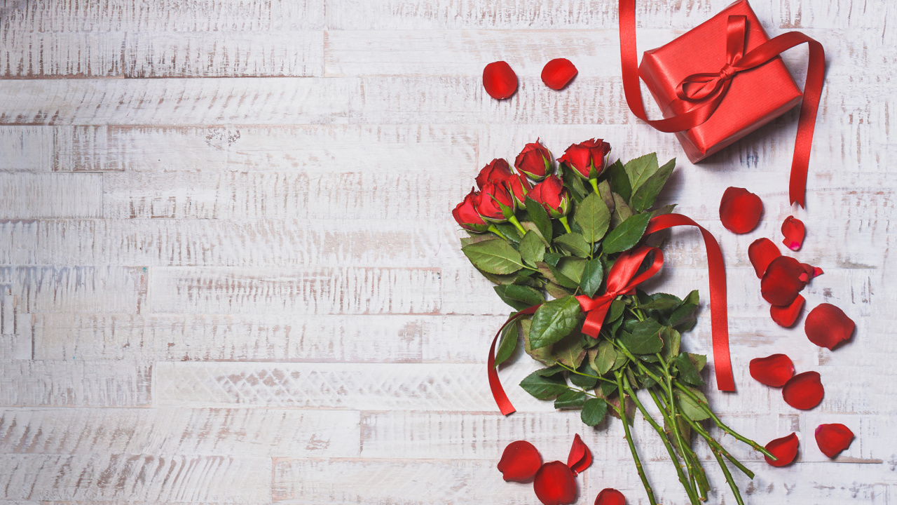 Valentines Tag, Geschenk, Blumenmuster, Liebe, Geburtstag. Wallpaper in 1280x720 Resolution