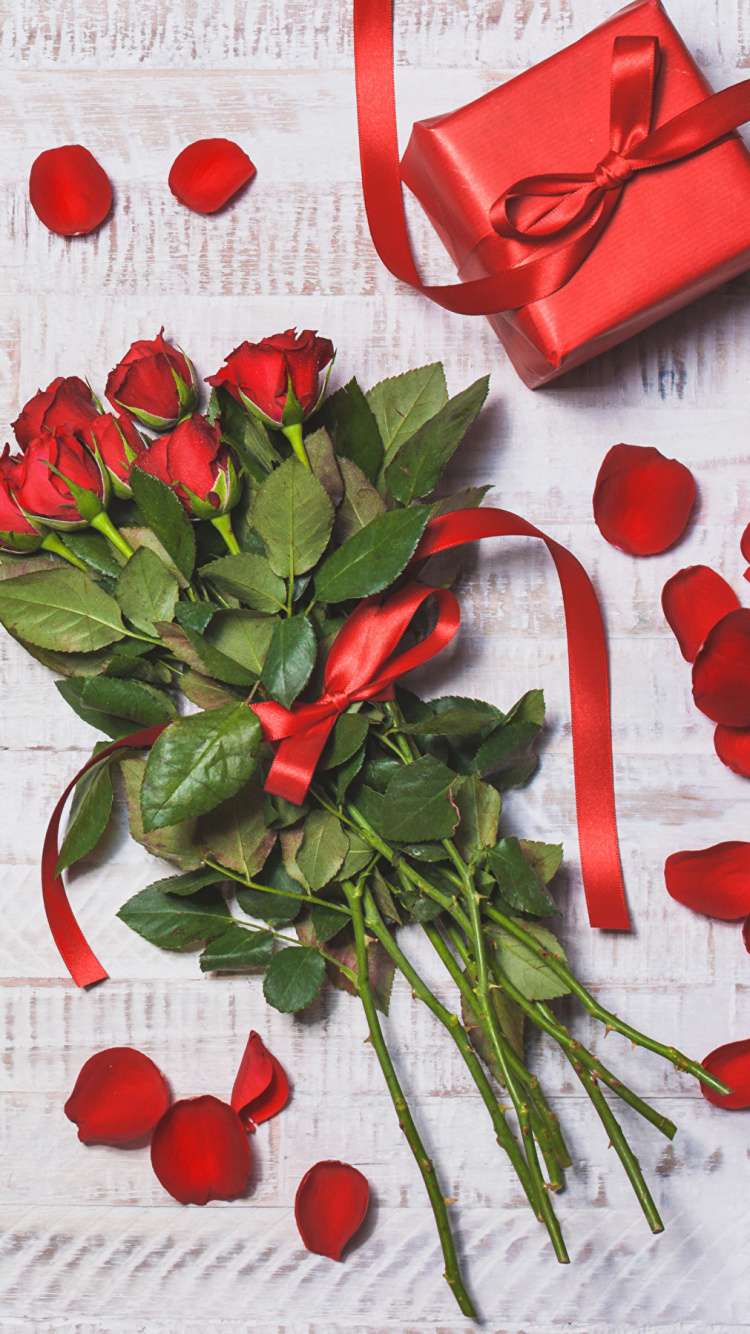 Valentines Tag, Geschenk, Blumenmuster, Liebe, Geburtstag. Wallpaper in 750x1334 Resolution