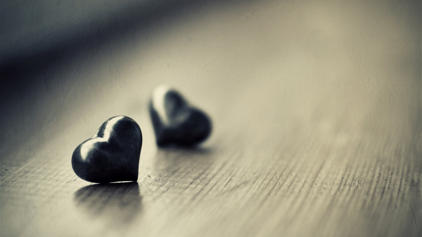 Heart, Monochrome, Black and White, Macro Photography, Still Life Photography. Wallpaper in 1366x768 Resolution