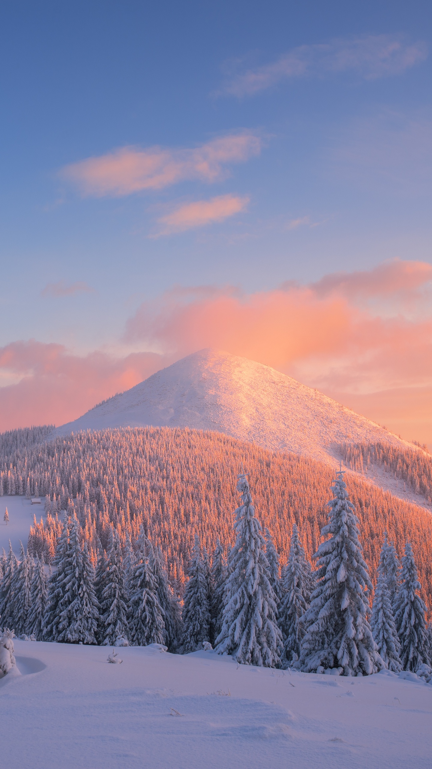 冬天, 冻结, 安装的风景, 山脉, 天空 壁纸 1440x2560 允许