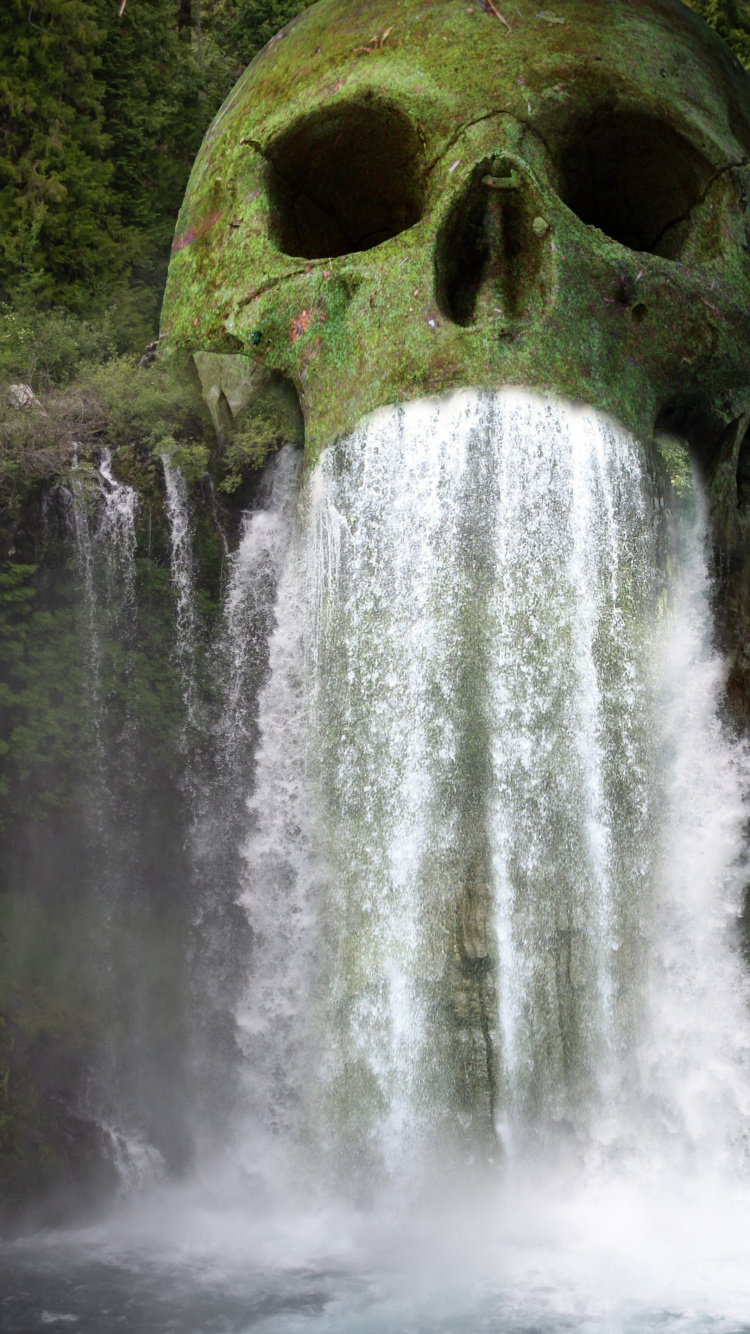 Art de Concept de Cascade de Crâne, Rideau, Rideau de Douche, Cascade, Conception. Wallpaper in 750x1334 Resolution