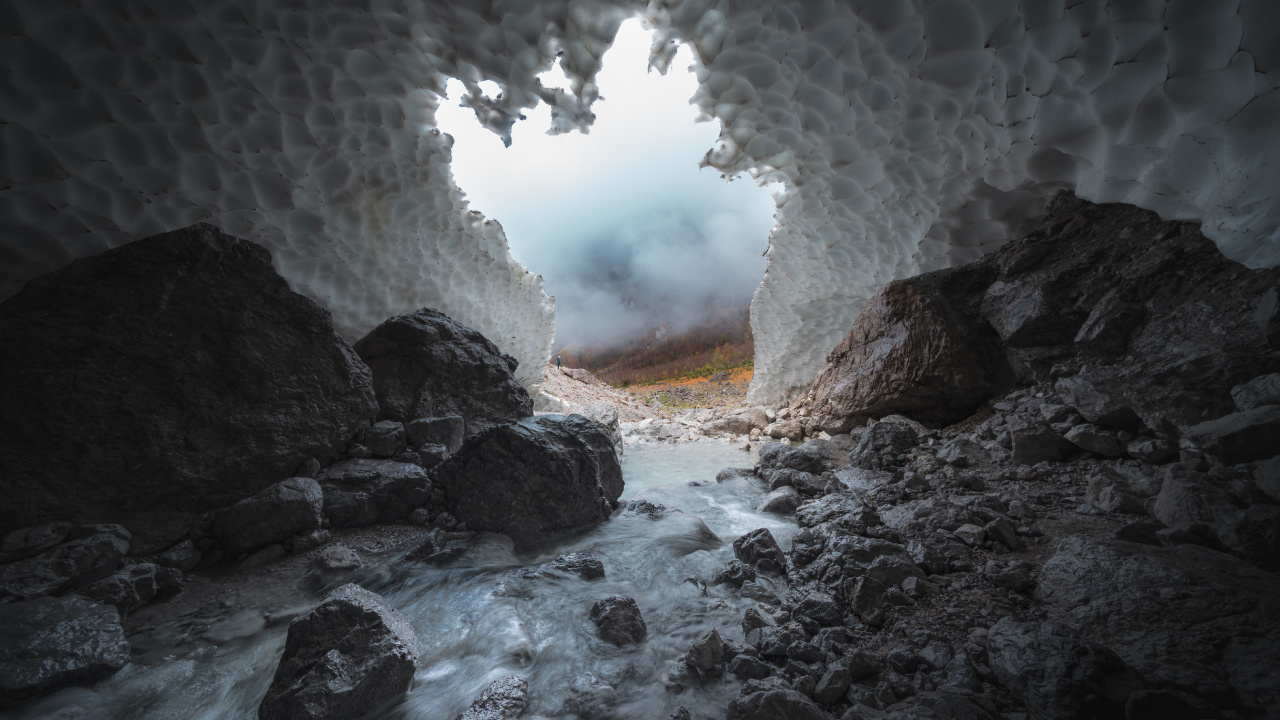 Cave, Formation, Rock, Coastal and Oceanic Landforms, Cloud. Wallpaper in 1280x720 Resolution