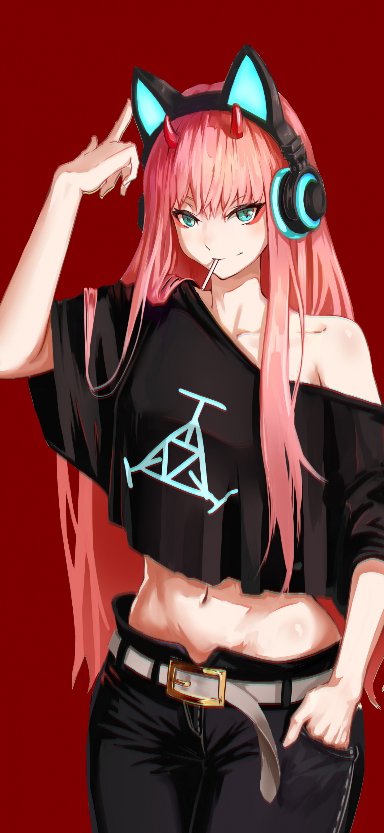 Femme en Veste de Cuir Noir Personnage Anime. Wallpaper in 1242x2688 Resolution