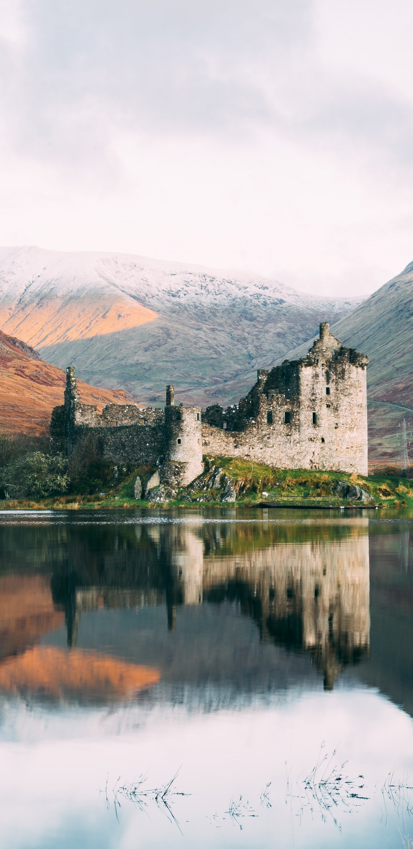 Schottland Landschaft, Scottish Highlands, Alladale Wildnisreservat, Cloud, Wasser. Wallpaper in 1440x2960 Resolution