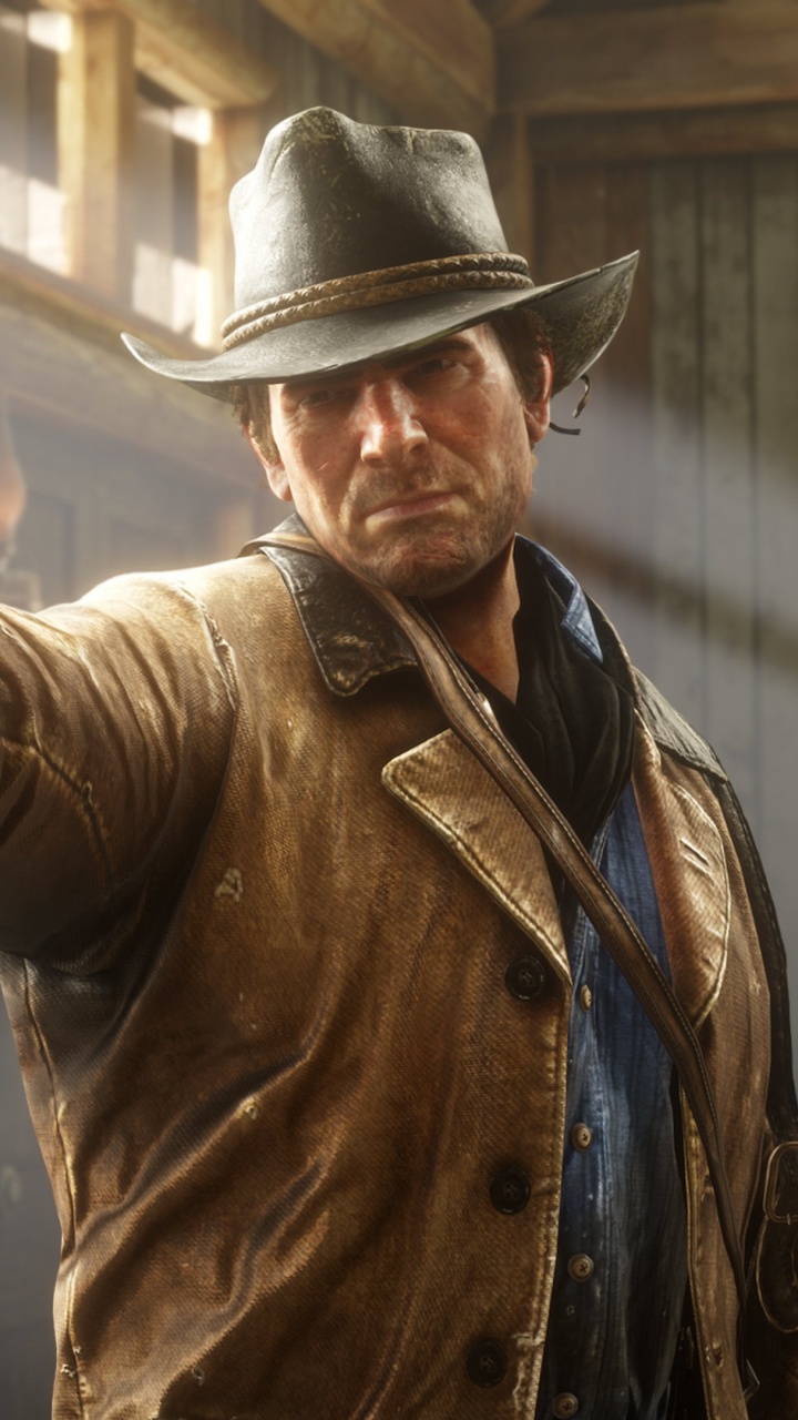 Red Dead Redemption 2, John Marston, Rockstar Games, Pistolero, Disparo. Wallpaper in 720x1280 Resolution