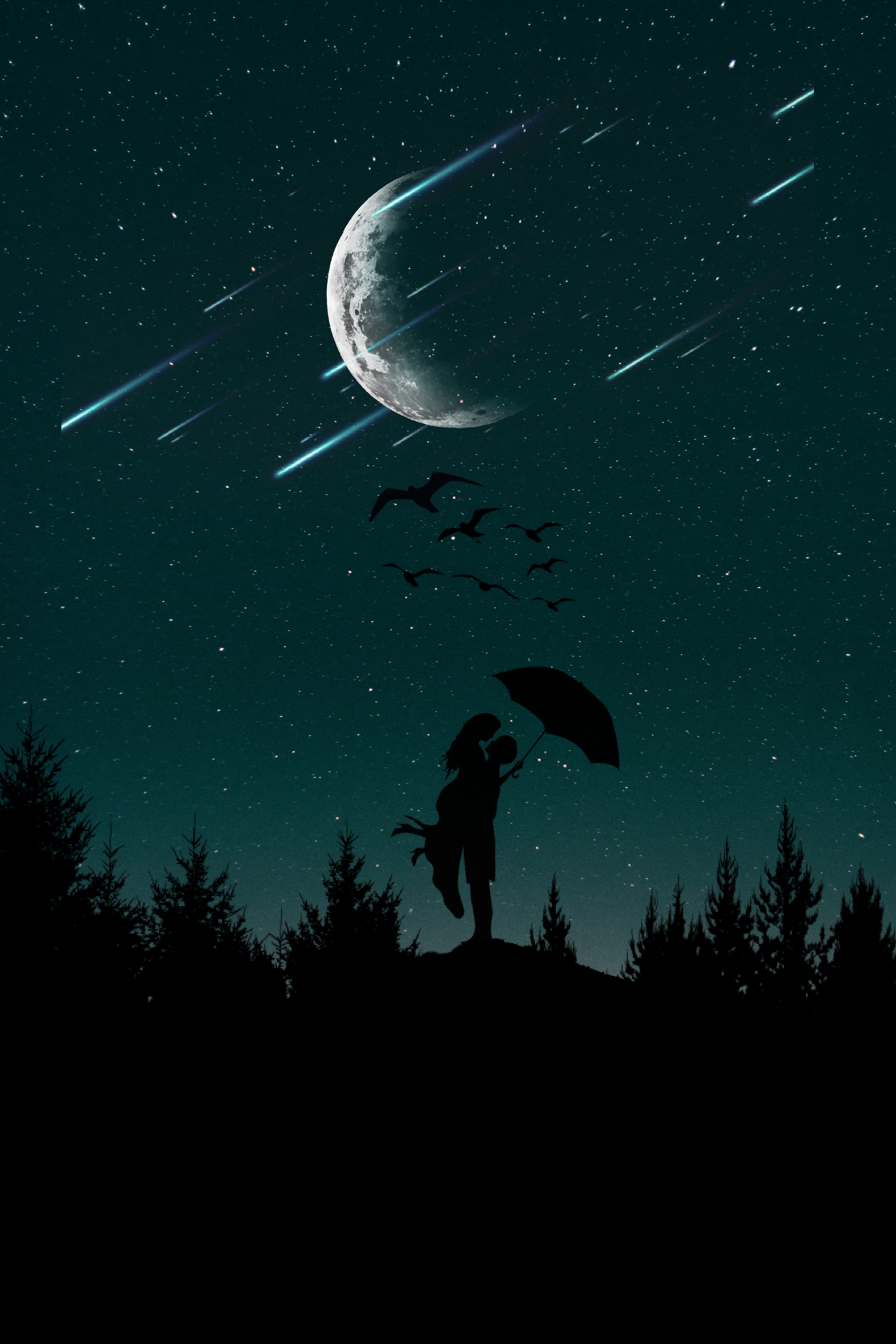 love moon night wallpaper