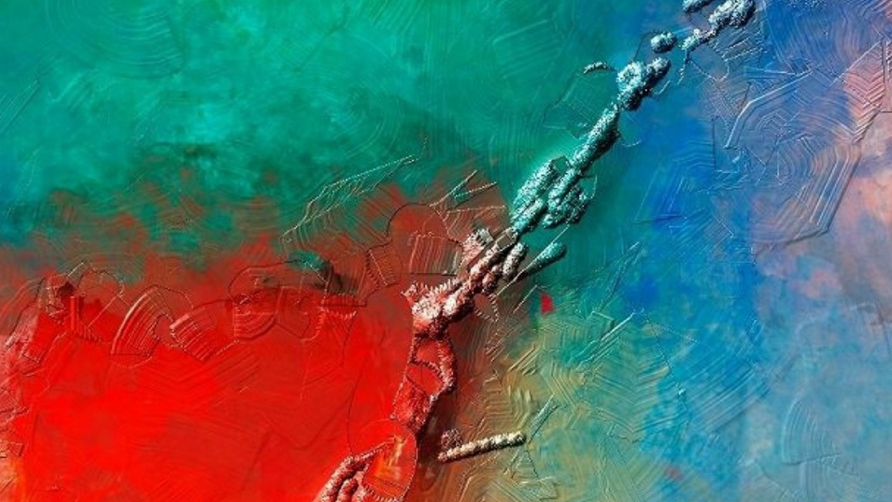 Blaue, Gelbe Und Rote Abstrakte Malerei. Wallpaper in 1280x720 Resolution