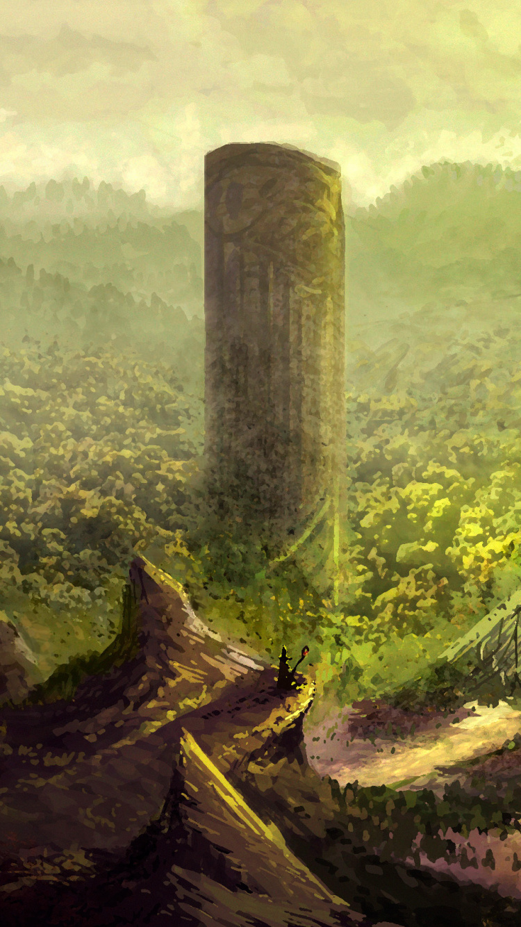 Pasto Verde y Tronco de Árbol Marrón. Wallpaper in 750x1334 Resolution