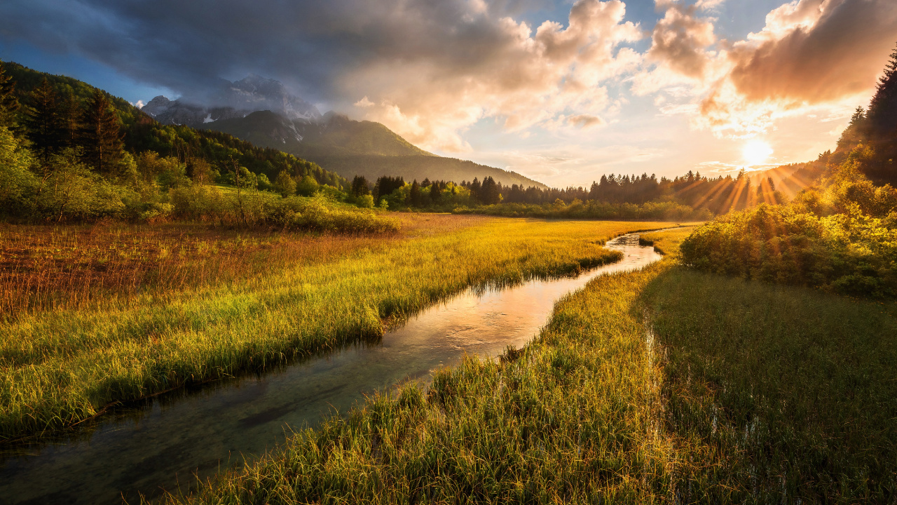 Julianische Alpen, Alpen, Cloud, Ökoregion, Wasser. Wallpaper in 1280x720 Resolution