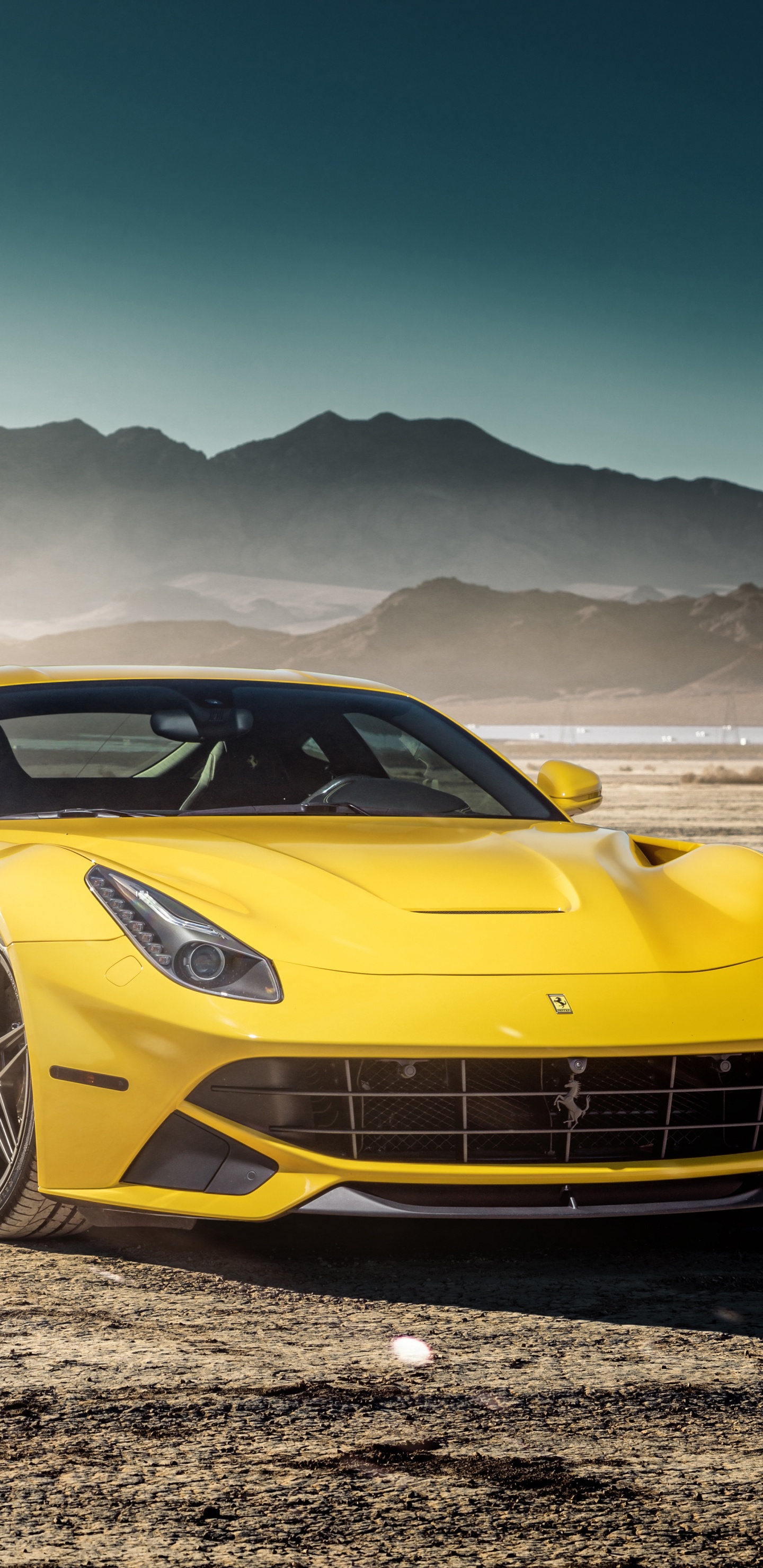 Gelber Lamborghini Aventador Auf Braunem Feld Tagsüber. Wallpaper in 1440x2960 Resolution