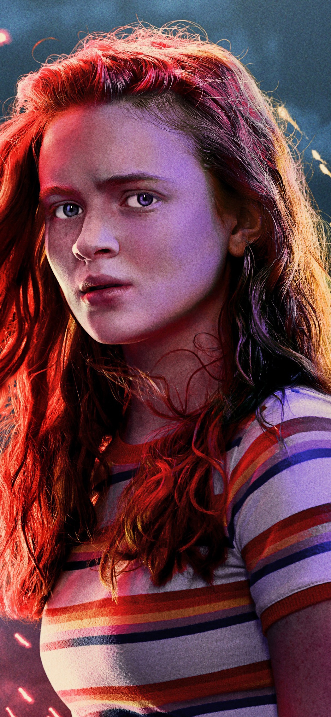 Frau im Weiß-schwarz-rot Gestreiften Hemd. Wallpaper in 1125x2436 Resolution