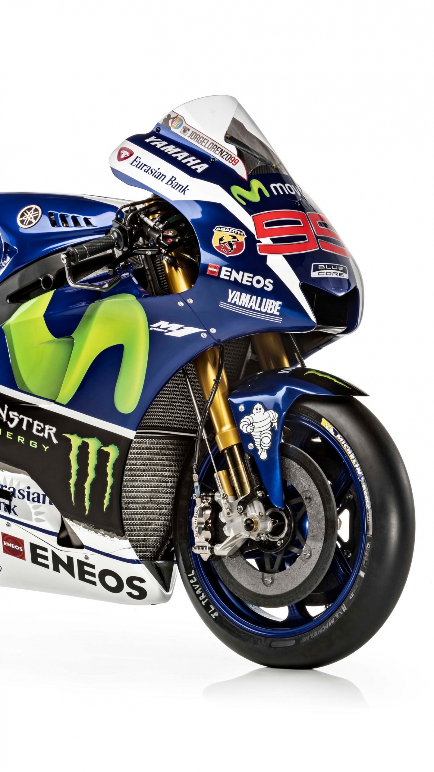 Blau-weißes Honda Sportrad. Wallpaper in 1440x2560 Resolution