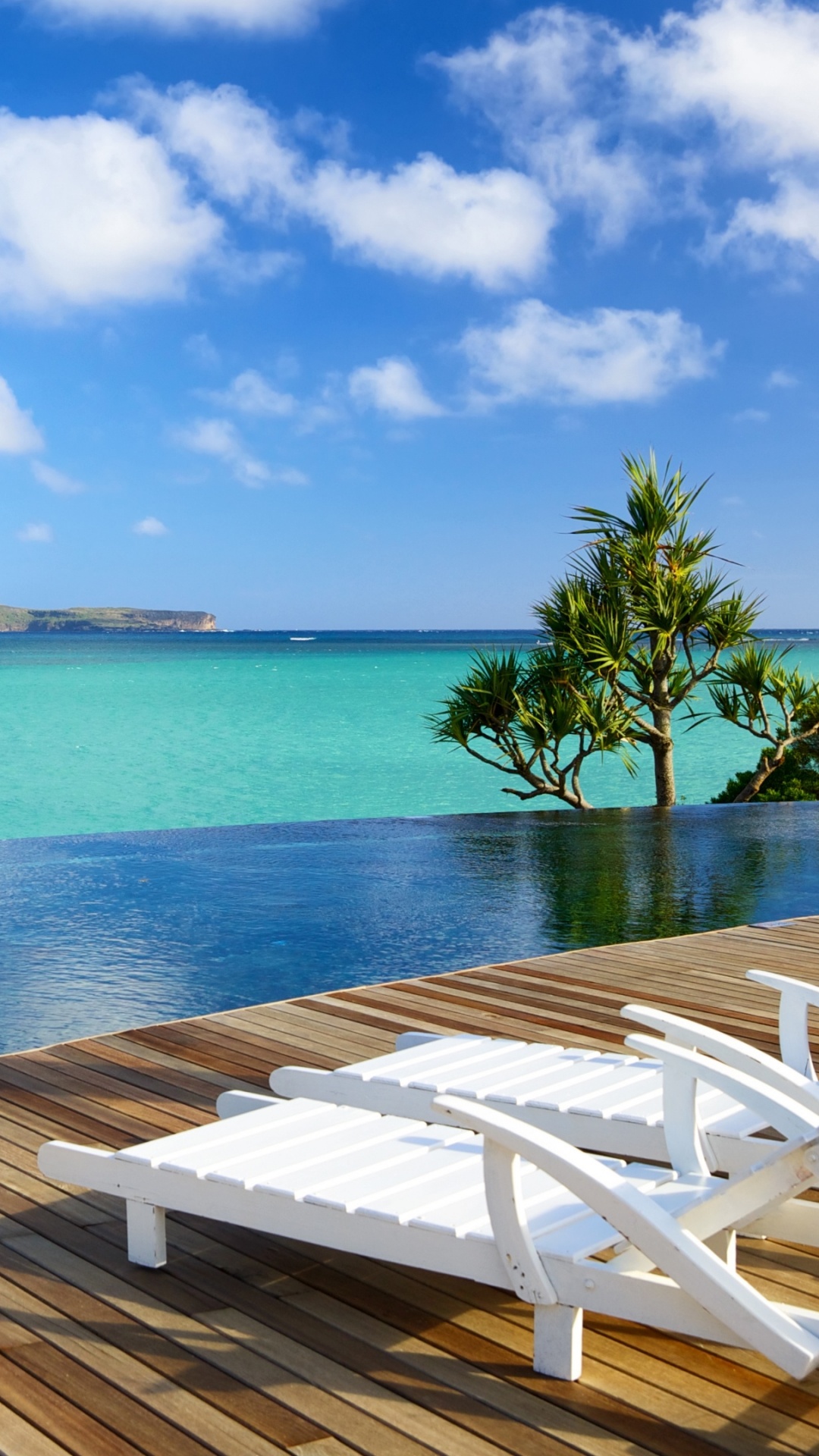 White Wooden Lounge Chairs on Brown Wooden Dock Near Body of Water During Daytime. Wallpaper in 1080x1920 Resolution