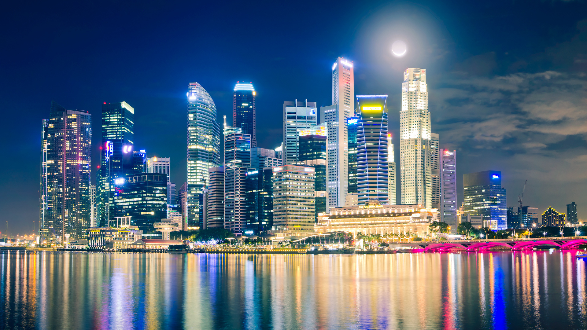 City Skyline During Night Time. Wallpaper in 1920x1080 Resolution