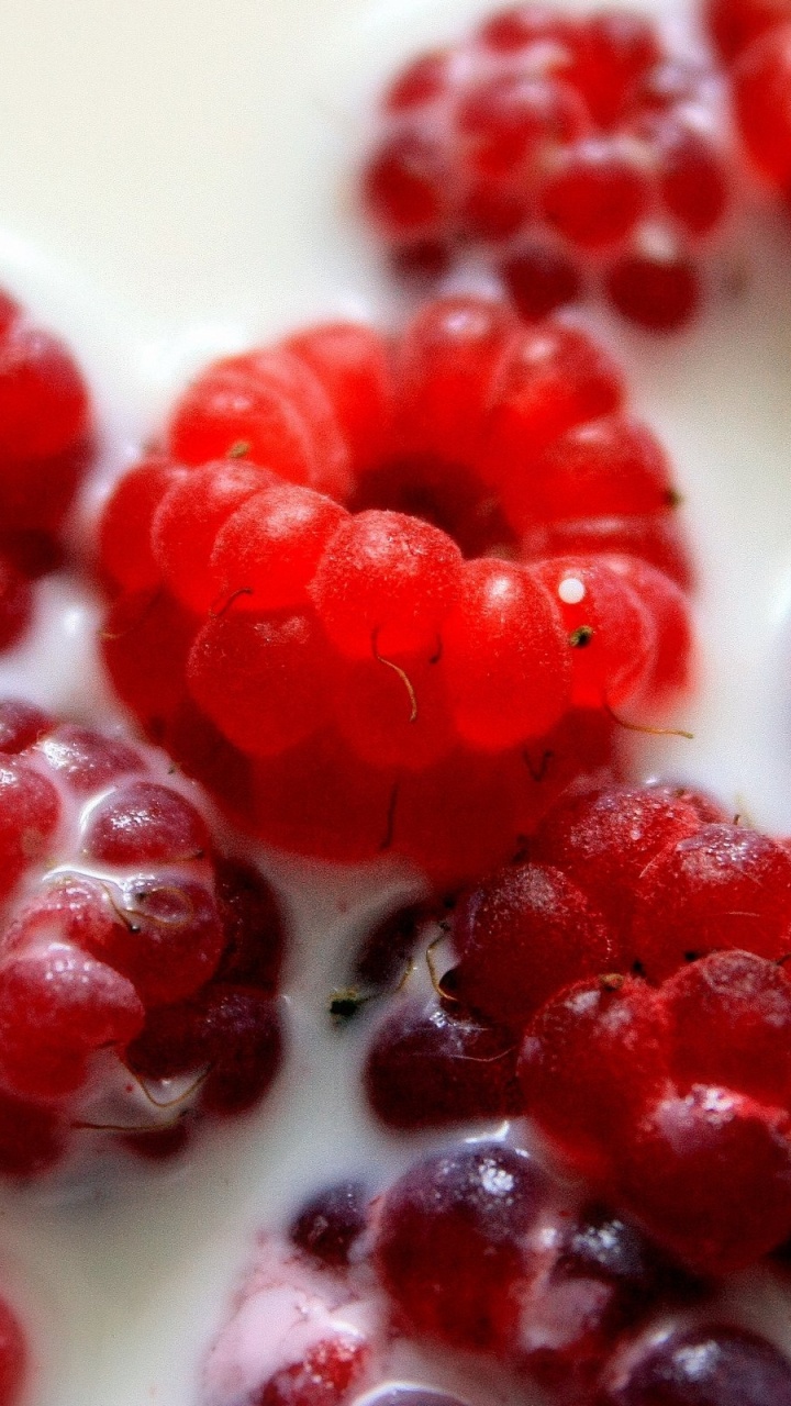 Rote Himbeeren Auf Weißem Keramikteller. Wallpaper in 720x1280 Resolution