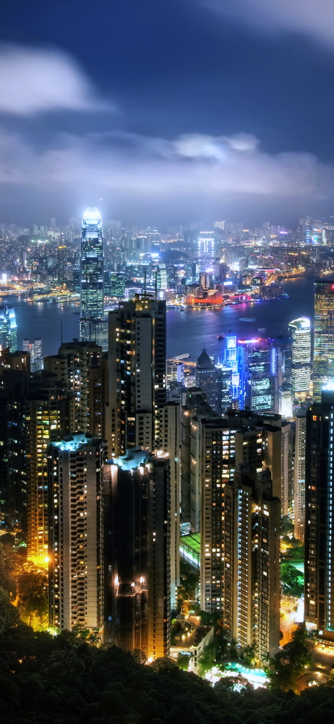 维多利亚港, 维多利亚峰, 城市景观, 大都会, 城市 壁纸 1125x2436 允许