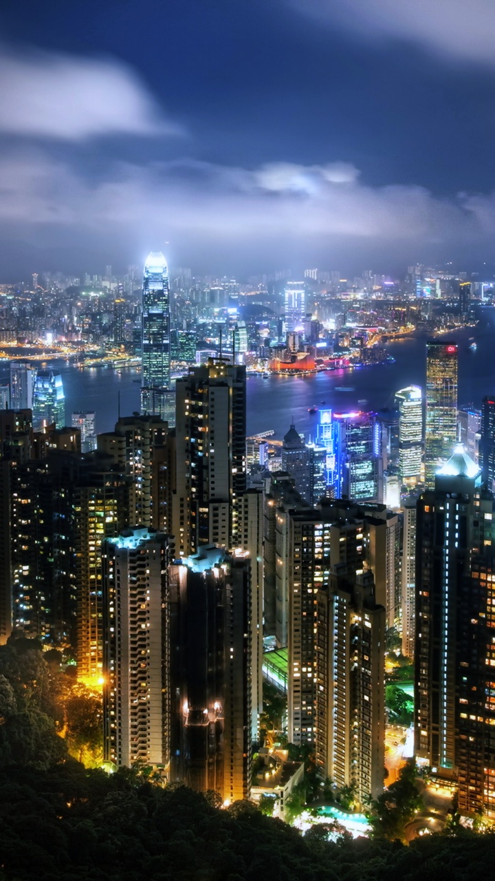 维多利亚港, 维多利亚峰, 城市景观, 大都会, 城市 壁纸 720x1280 允许