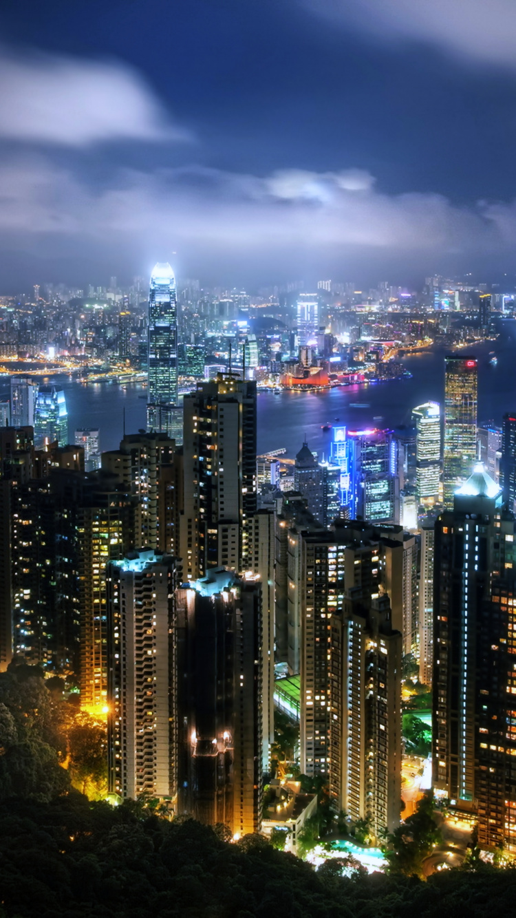维多利亚港, 维多利亚峰, 城市景观, 大都会, 城市 壁纸 750x1334 允许